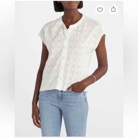 Flags & Anthem White Button-Up Blouse size medium. - Picture 1 of 11